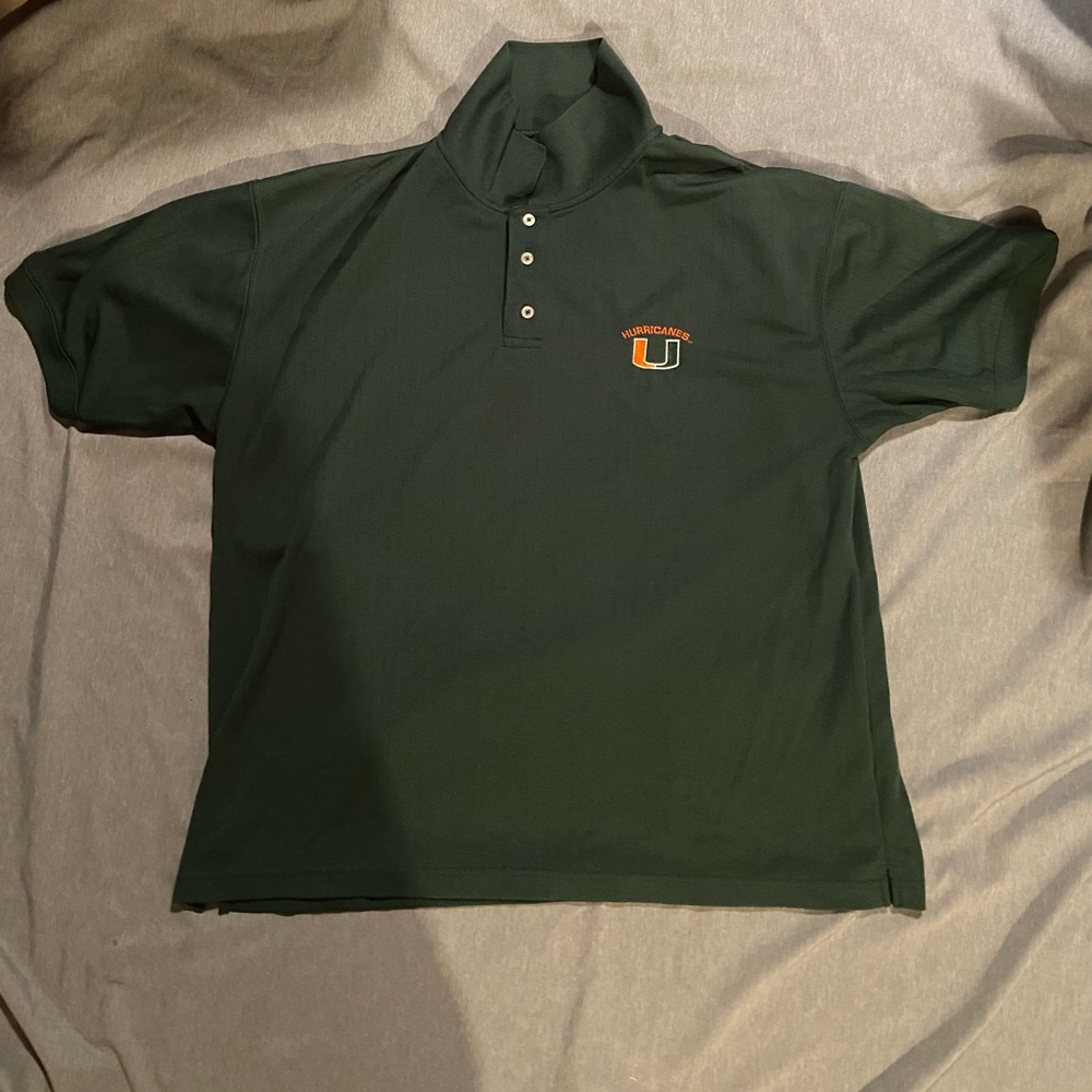 Men’s Vintage Miami Hurricanes Polo Shirt Starter Size XL Green